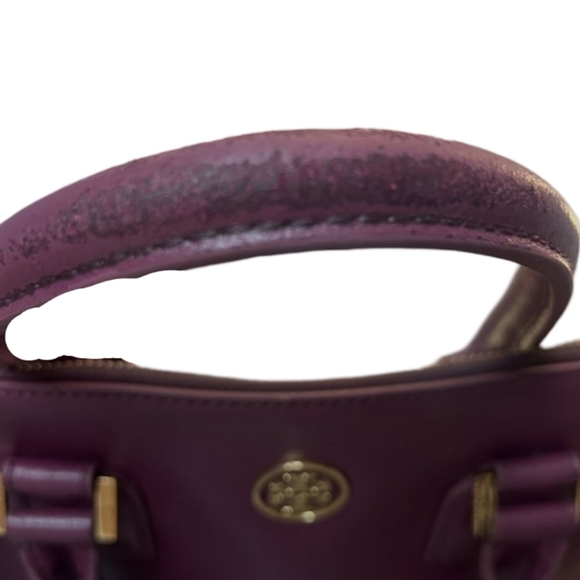 Tory Burch | Robinson Dome Violet Leather Satchel Bag - Discoloration on Handles - Picture 3 of 11